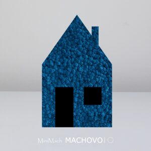 Machový obraz - domček s oknom modrý-min