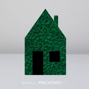 Machový obraz - domček s oknom tmavá zelená-min