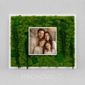 Machový obraz s vlastnou rodinnou fotografiou v čiernom ráme