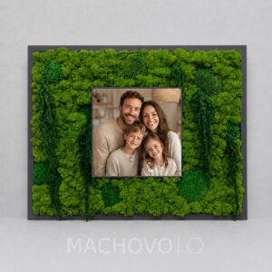 Machový obraz s vlastnou rodinnou fotografiou v čiernom ráme