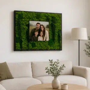 Machový obraz s vlastnou rodinnou fotografiou v čiernom ráme
